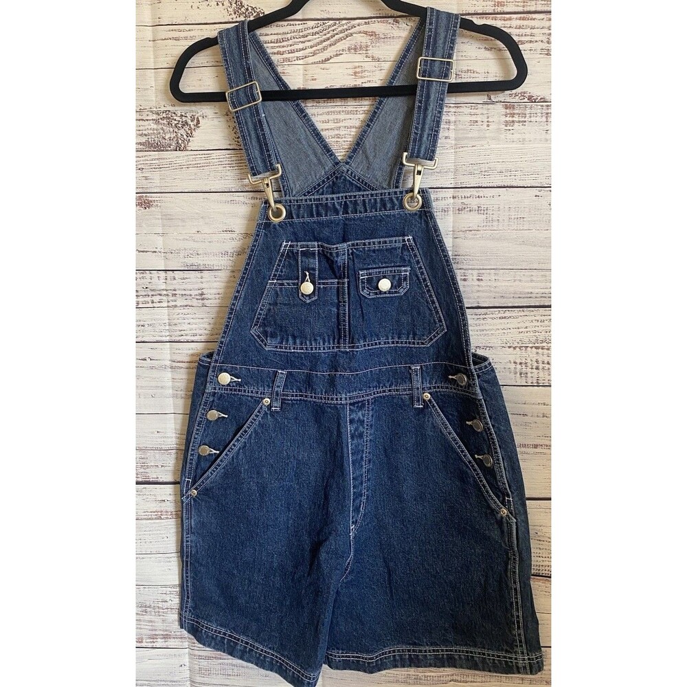 St Johns Bay Womens Vintage Denim Shortalls Medium Wash Overalls Size Med NWOT